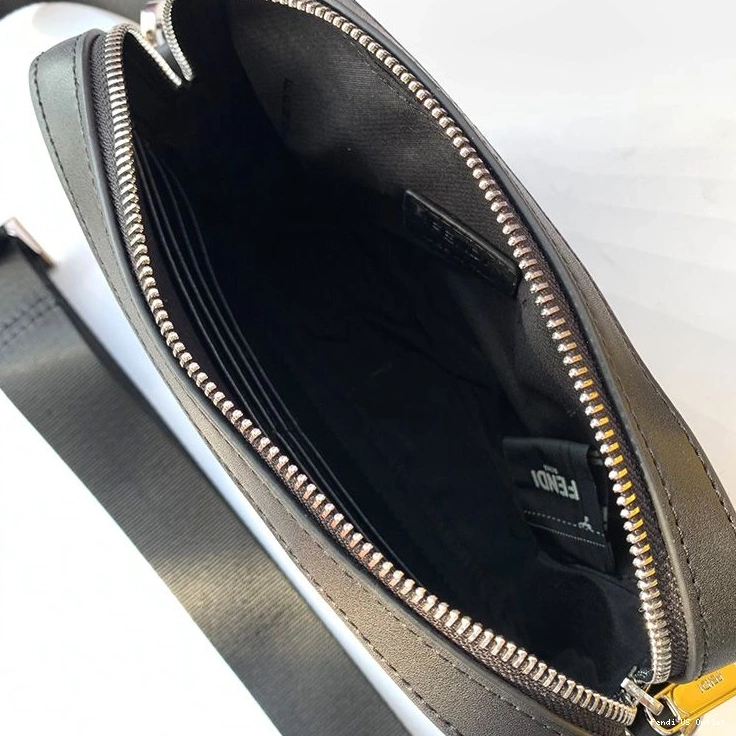 Affordable HOT ROMA Case Logo Fendi Black Camera Calf Compact In Leather 0721